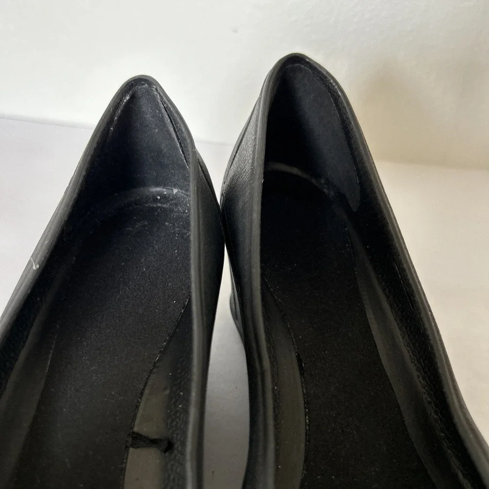 Crocs Wedge Womens Heels‎ Black Croslite Patent Detail Sandals Cap Toe Comfort 7